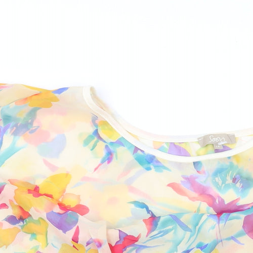 Soon Womens Multicoloured Floral Polyester Basic Blouse Size 16 Round Neck