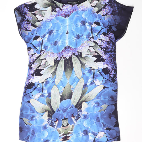 Dorothy Perkins Womens Blue Geometric Polyester T-Shirt Dress Size 8 Round Neck Pullover