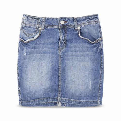Limited Collection Womens Blue Cotton Mini Skirt Size 8 Zip