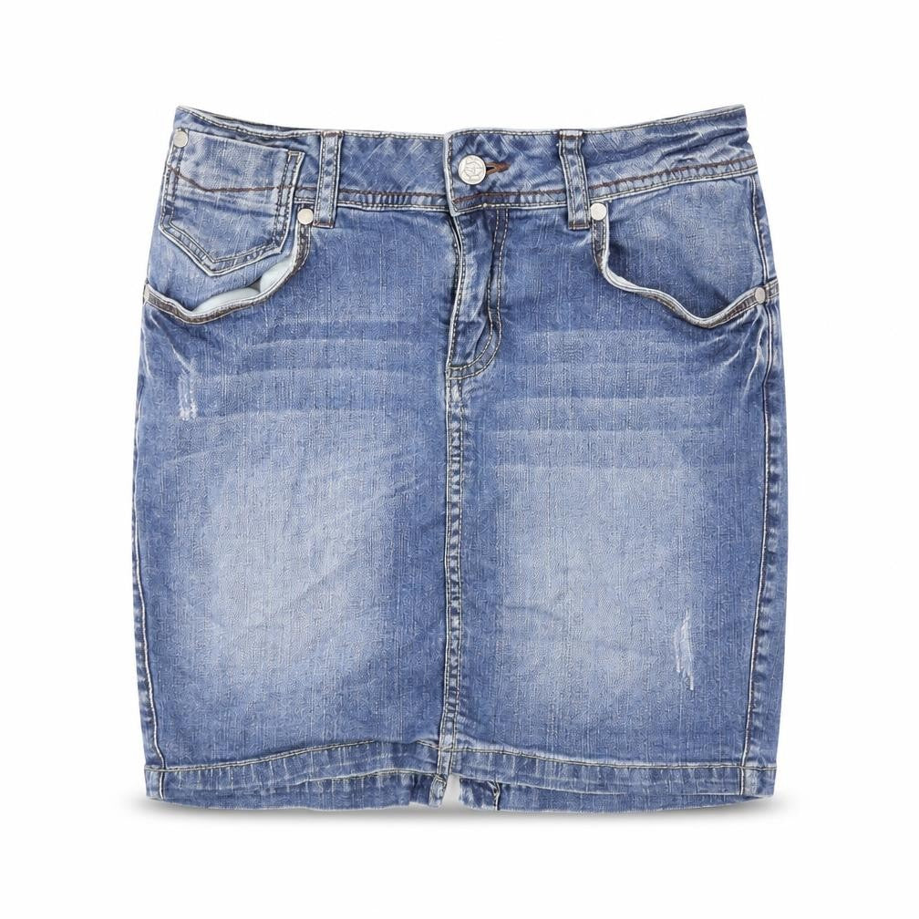 Limited Collection Womens Blue Cotton Mini Skirt Size 8 Zip