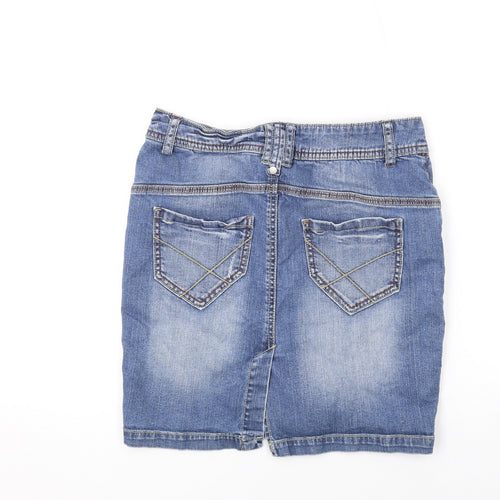 Limited Collection Womens Blue Cotton Mini Skirt Size 8 Zip