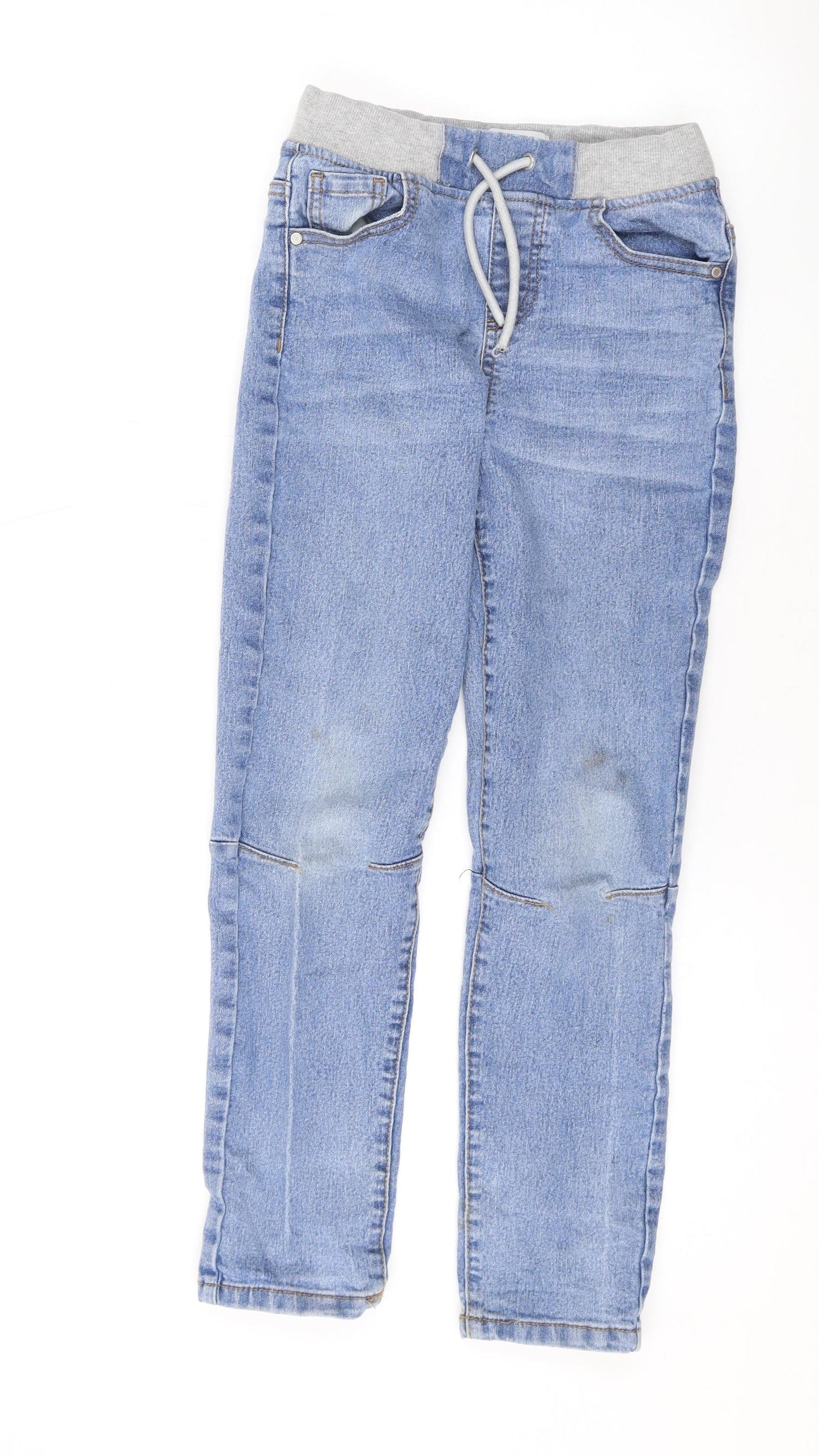 Denim & Co. Boys Blue Polyester Skinny Jeans Size 9-10 Years L22 in Regular Drawstring