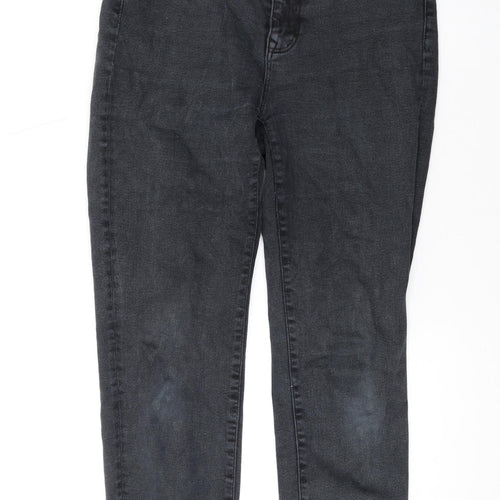 Stradivarius Womens Grey Cotton Skinny Jeans Size 12 L25 in Regular Zip