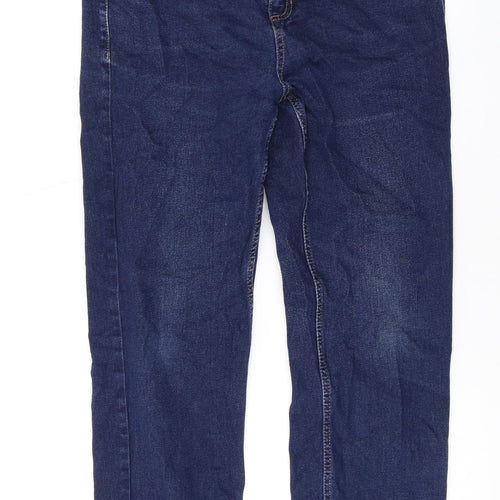 Marks and Spencer Womens Blue Cotton Skinny Jeans Size 12 L26 in Regular Zip