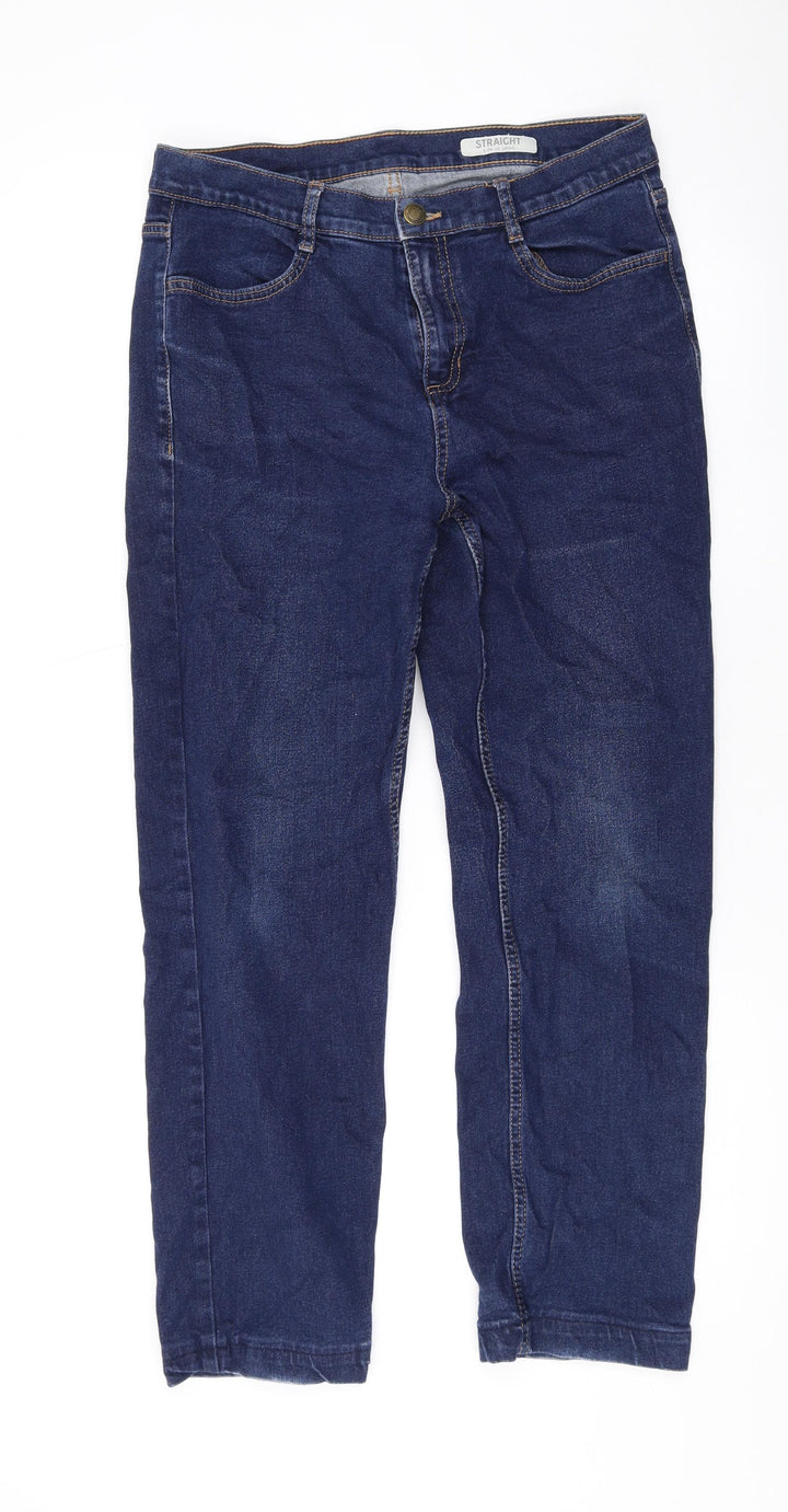 Marks and Spencer Womens Blue Cotton Skinny Jeans Size 12 L26 in Regular Zip