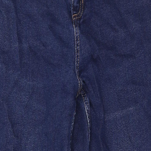 Marks and Spencer Womens Blue Cotton Skinny Jeans Size 12 L26 in Regular Zip