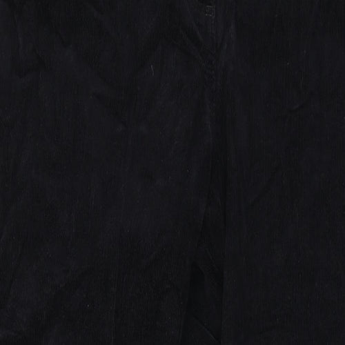 Marks and Spencer Womens Black Cotton Trousers Size 14 L27 in Regular Zip