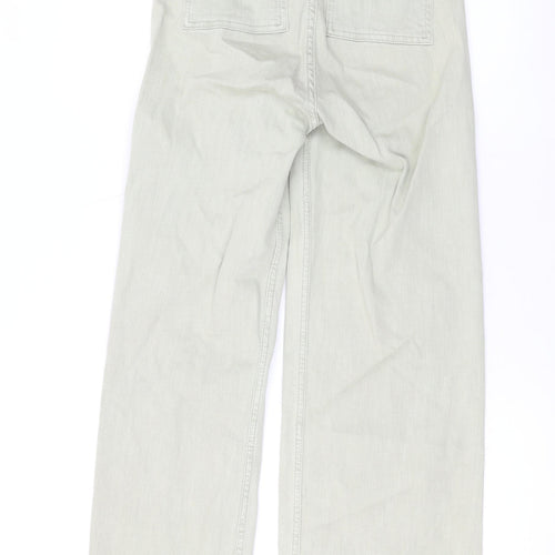 Denim & Co. Womens Green Cotton Wide-Leg Jeans Size 6 L27 in Regular Zip