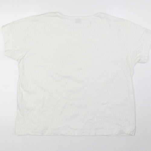 Damart Womens Ivory Cotton Basic T-Shirt Size 20 Crew Neck - Embr