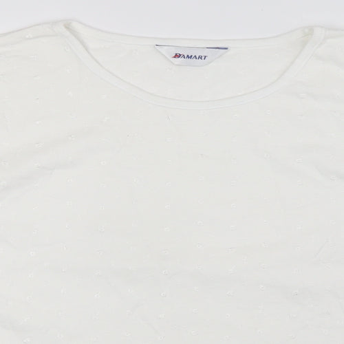 Damart Womens Ivory Cotton Basic T-Shirt Size 20 Crew Neck - Embr
