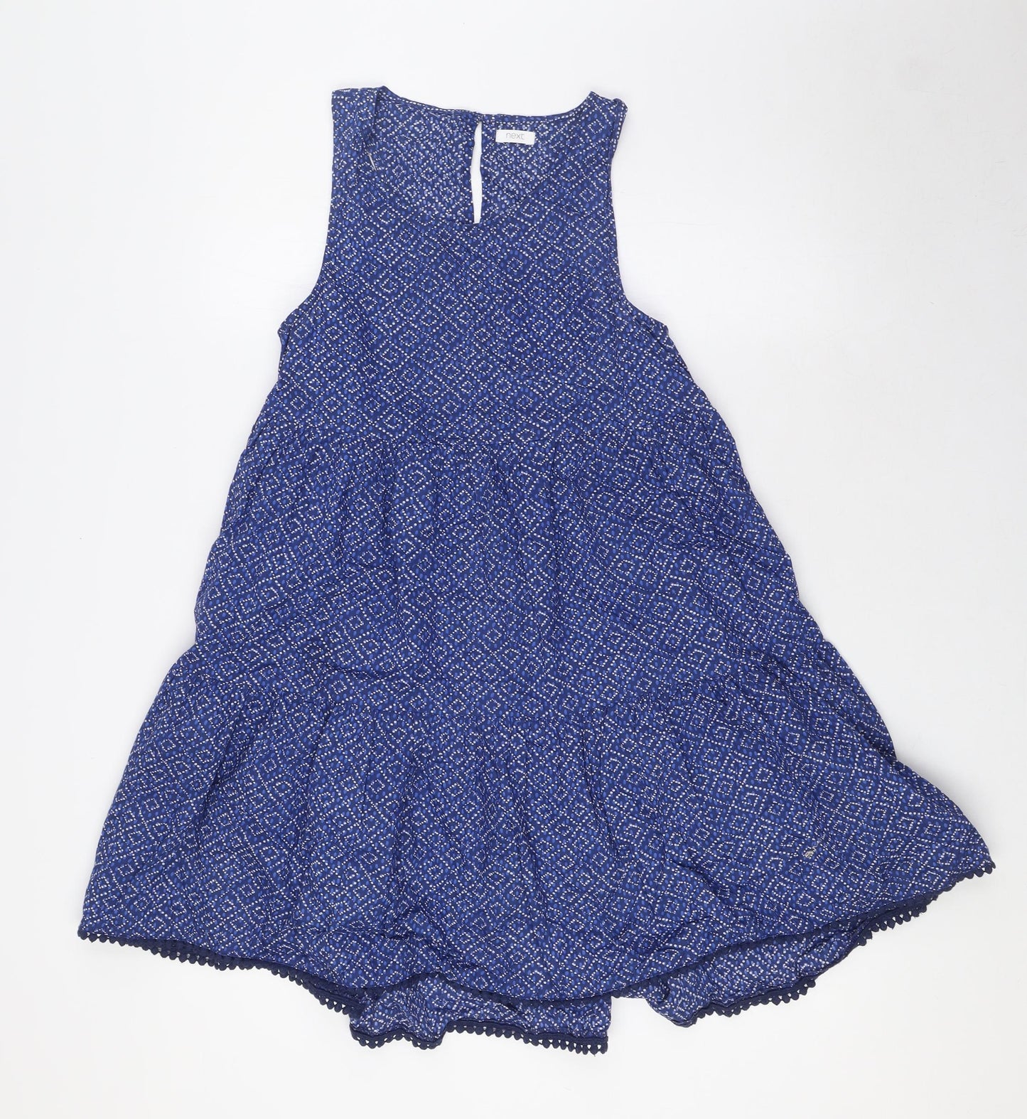 NEXT Girls Blue 100% Cotton A-Line Size 12 Years Round Neck Button