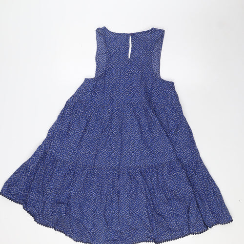 NEXT Girls Blue 100% Cotton A-Line Size 12 Years Round Neck Button