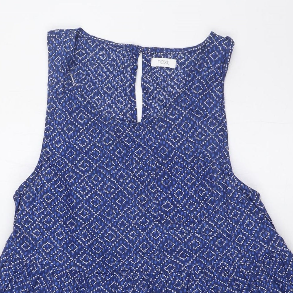 NEXT Girls Blue 100% Cotton A-Line Size 12 Years Round Neck Button