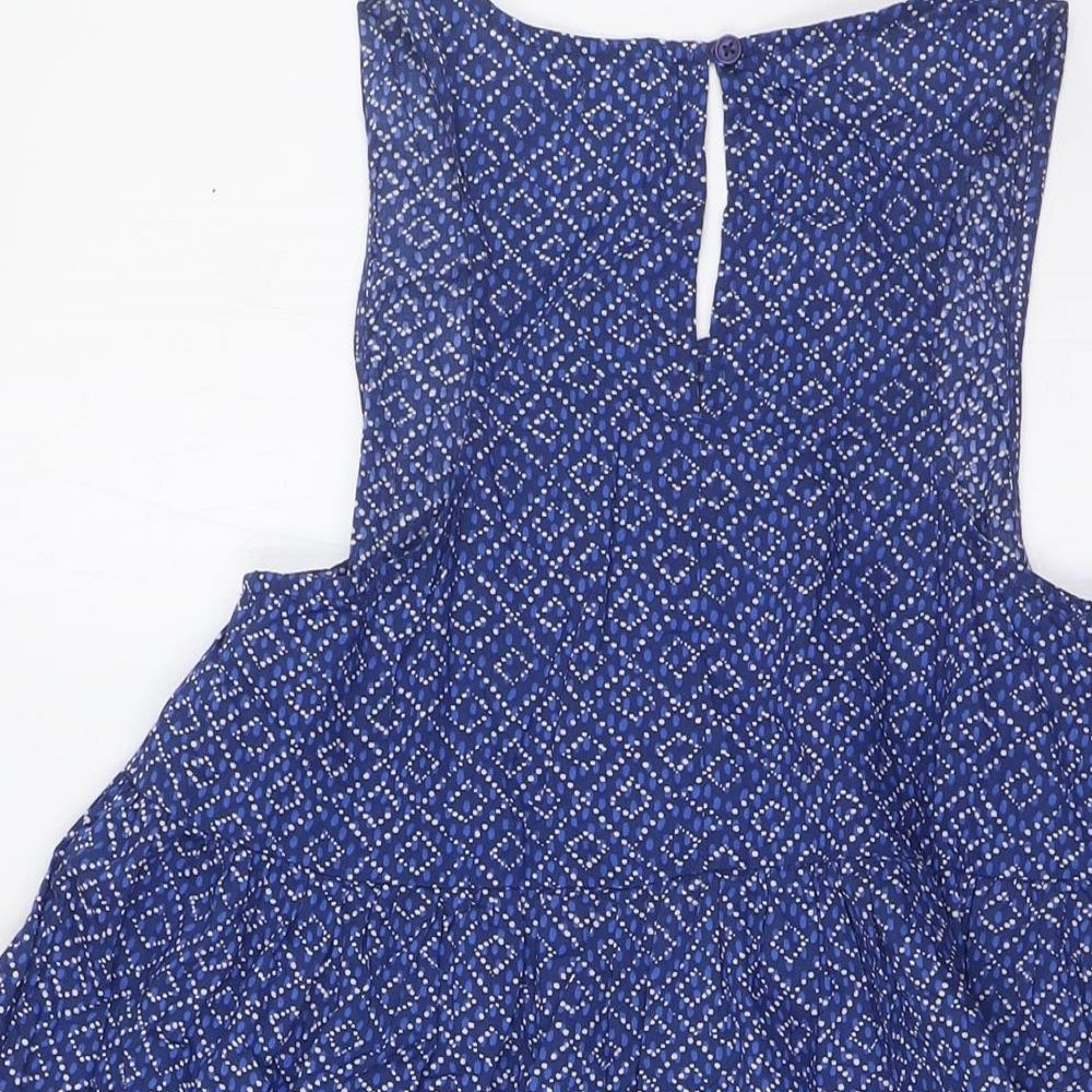 NEXT Girls Blue 100% Cotton A-Line Size 12 Years Round Neck Button