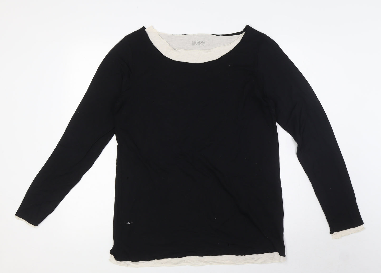 Toast Womens Black Wool Basic Blouse Size 16 Round Neck