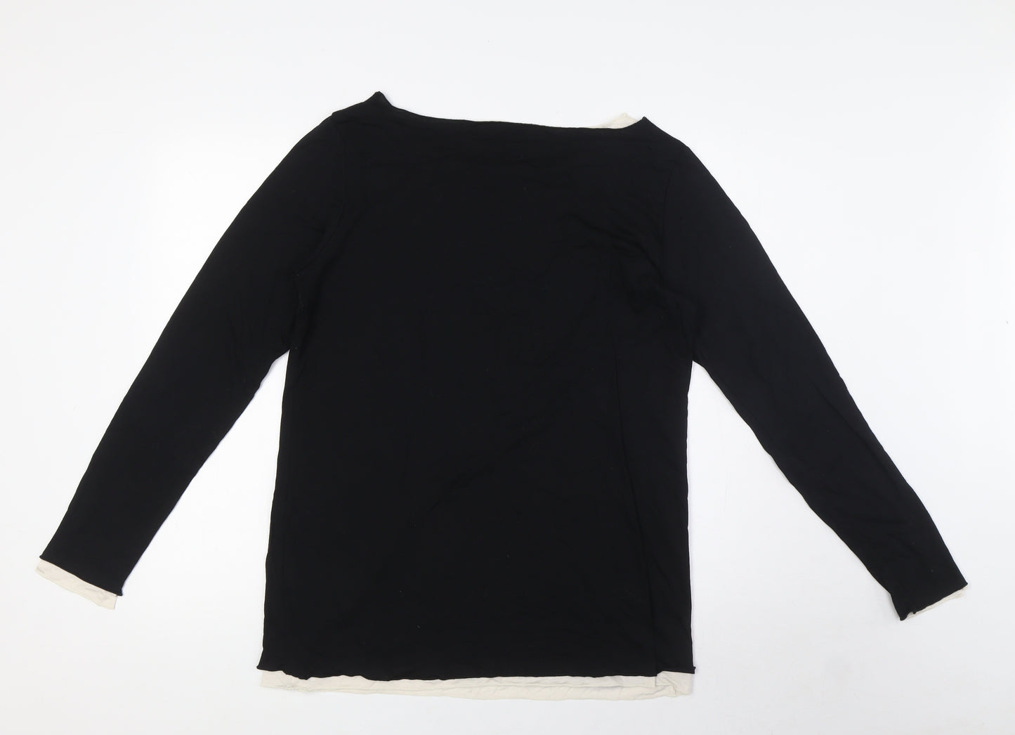 Toast Womens Black Wool Basic Blouse Size 16 Round Neck