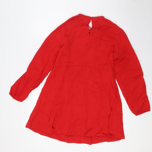 Zara Girls Red Lyocell A-Line Size 13-14 Years Round Neck Button