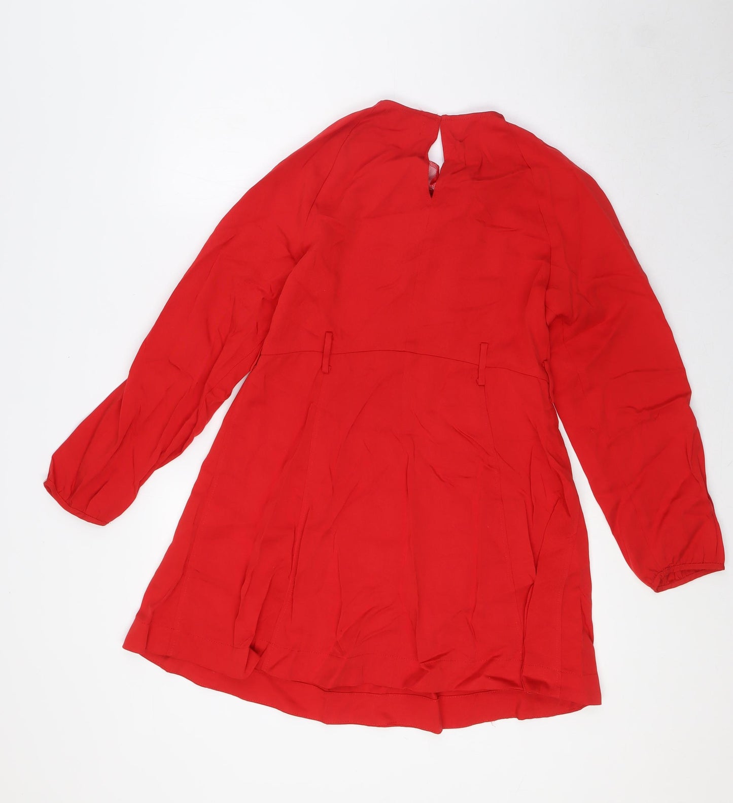 Zara Girls Red Lyocell A-Line Size 13-14 Years Round Neck Button