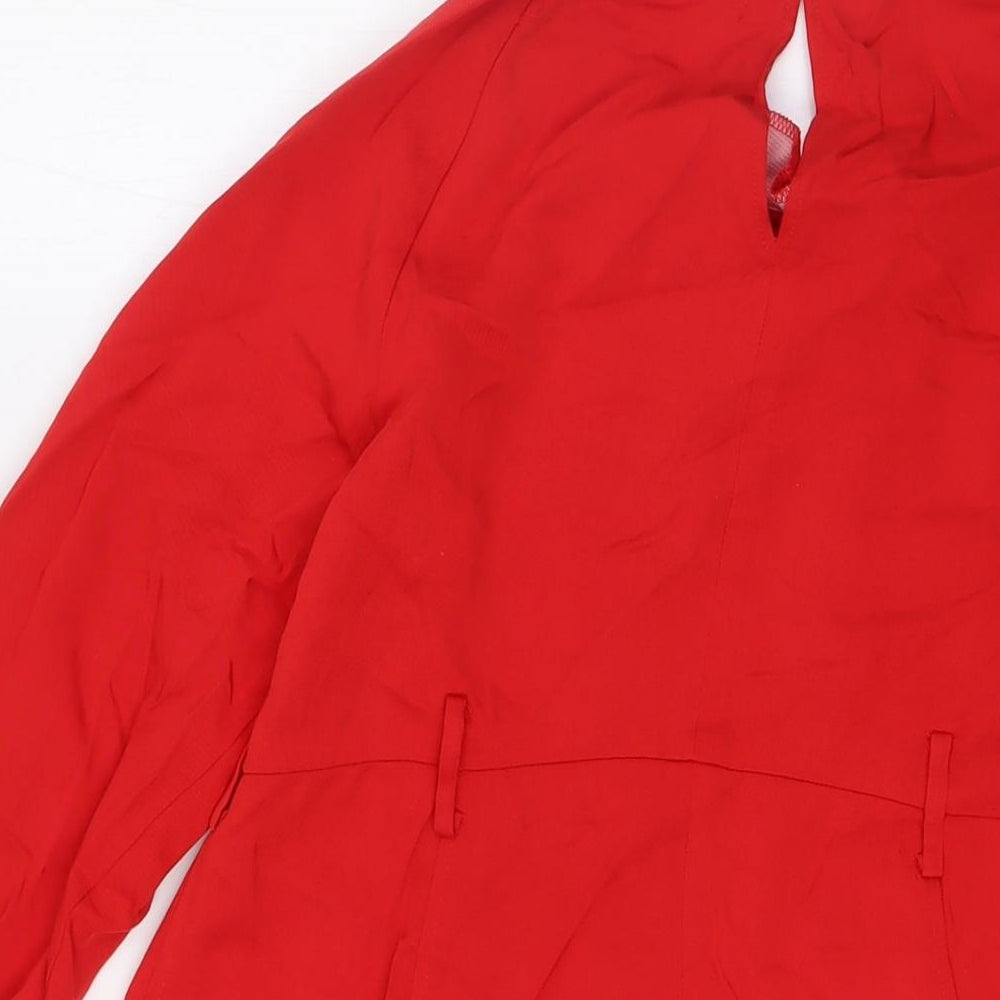 Zara Girls Red Lyocell A-Line Size 13-14 Years Round Neck Button