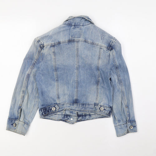 Denim & Co. Womens Blue Jacket Size 8 Button