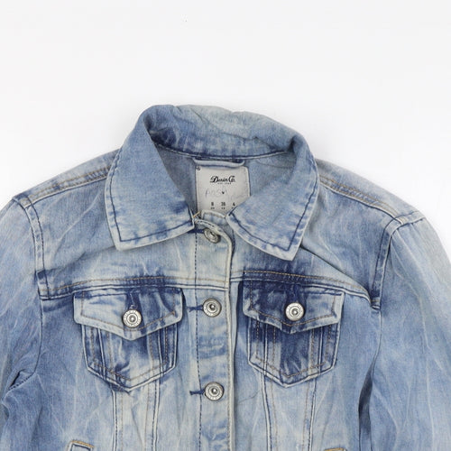 Denim & Co. Womens Blue Jacket Size 8 Button