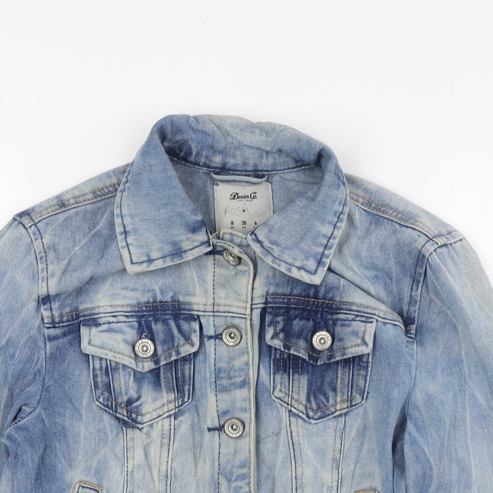 Denim & Co. Womens Blue Jacket Size 8 Button