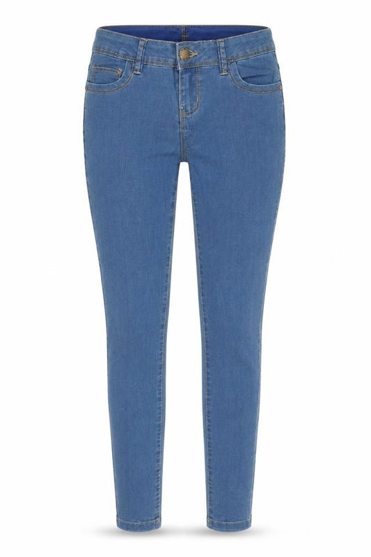Front view of Demin Co women’s black cotton skinny jeans, size UK 8, 29-inch leg regular zip