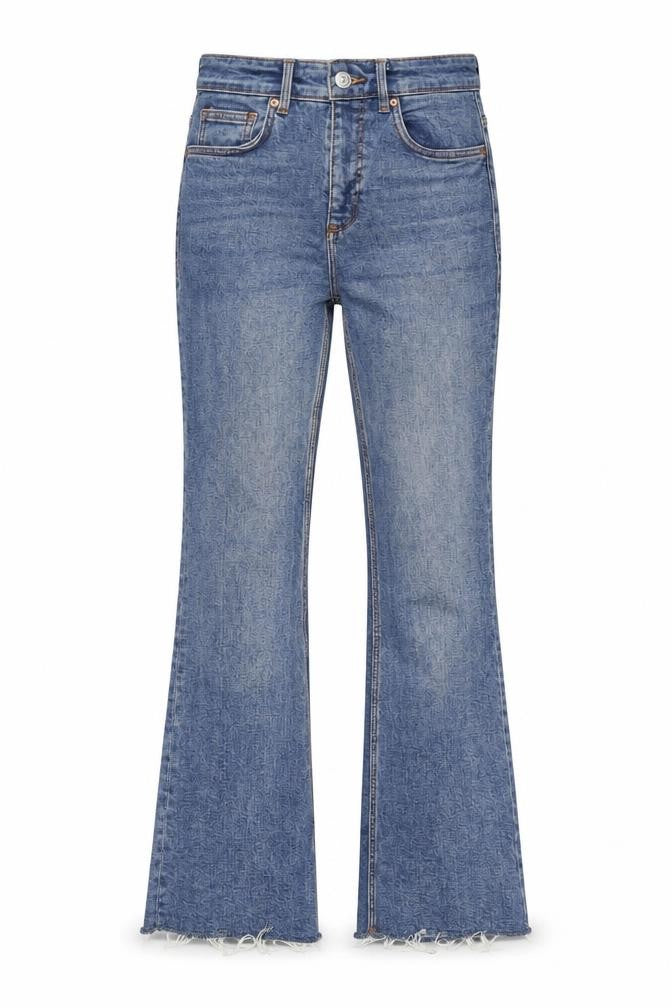 Zara Womens Blue Cotton Bootcut Jeans Size 6 L27 in Regular Zip - Raw Hem , Angle
