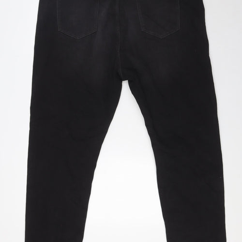 Marks and Spencer Womens Black Cotton Straight Jeans Size 24 L31 in Regular Zip