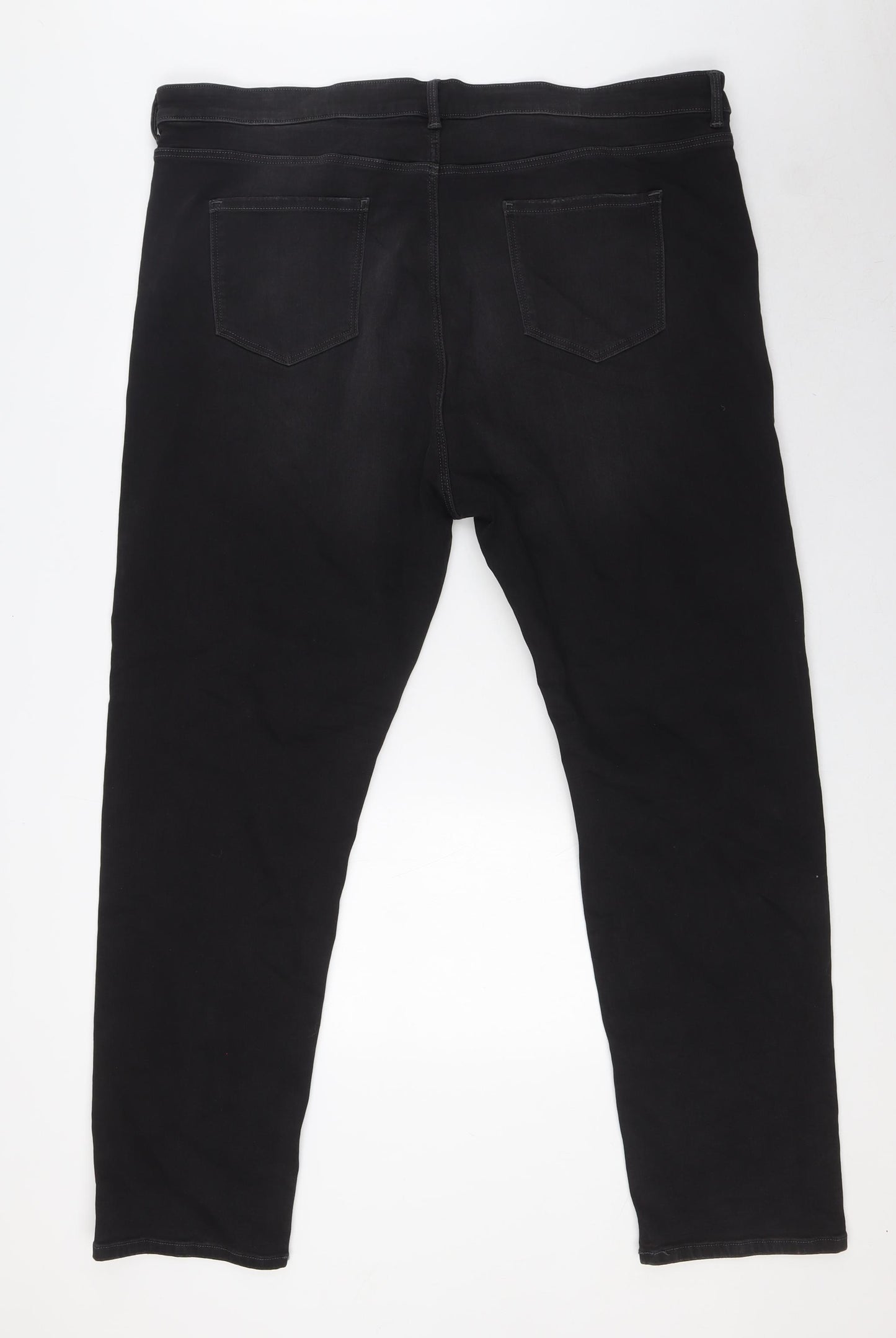 Marks and Spencer Womens Black Cotton Straight Jeans Size 24 L31 in Regular Zip