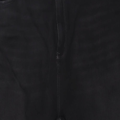 Marks and Spencer Womens Black Cotton Straight Jeans Size 24 L31 in Regular Zip