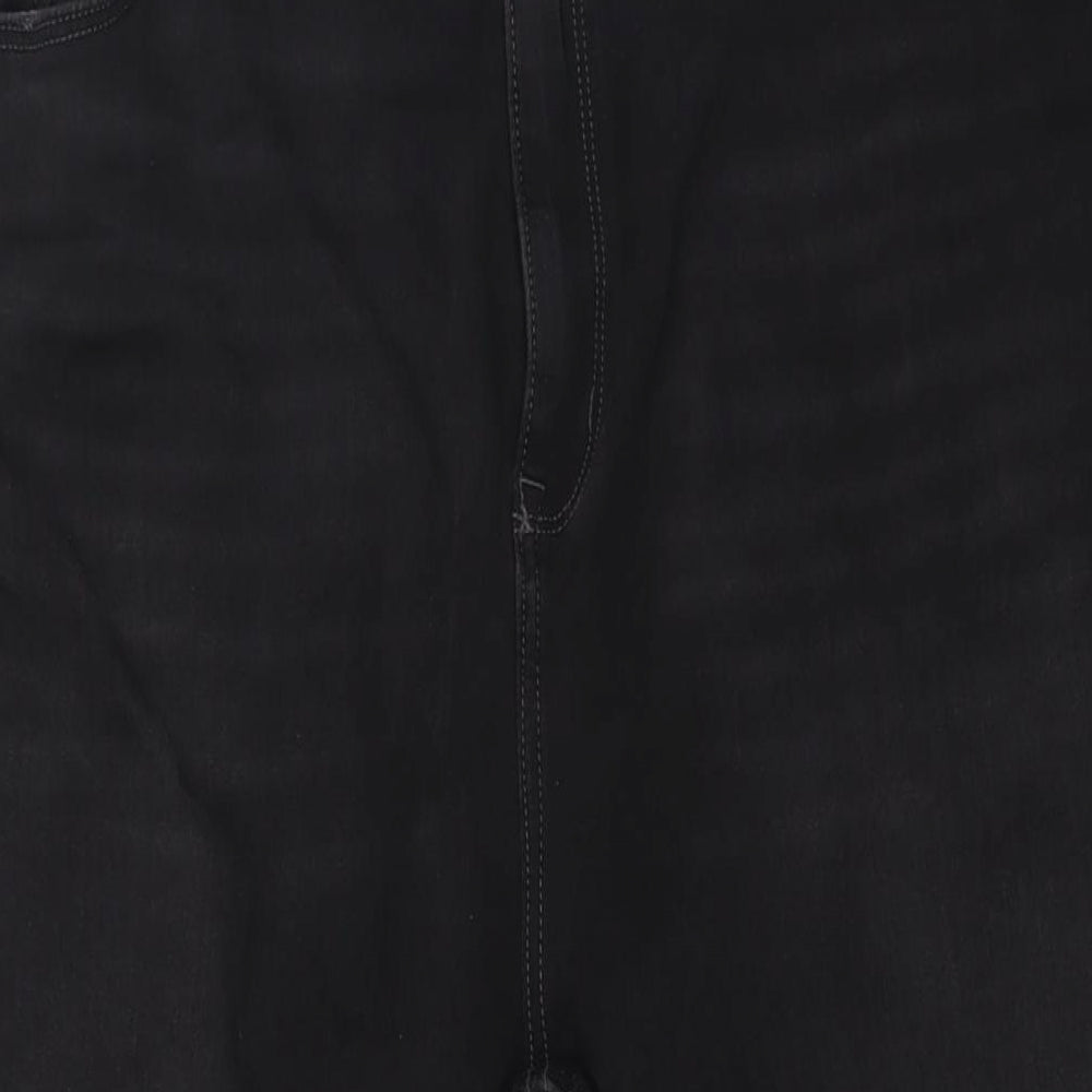 Marks and Spencer Womens Black Cotton Straight Jeans Size 24 L31 in Regular Zip