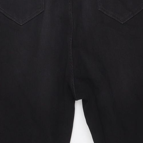 Marks and Spencer Womens Black Cotton Straight Jeans Size 24 L31 in Regular Zip