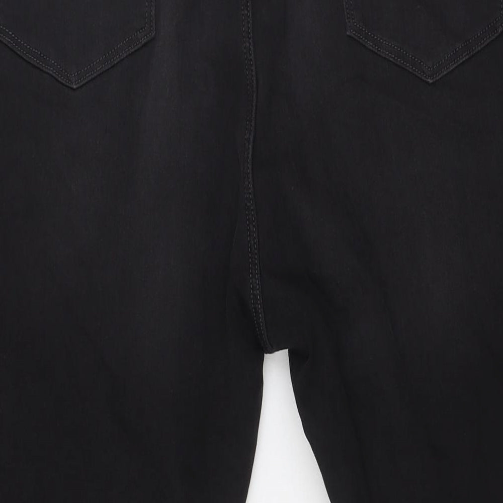 Marks and Spencer Womens Black Cotton Straight Jeans Size 24 L31 in Regular Zip