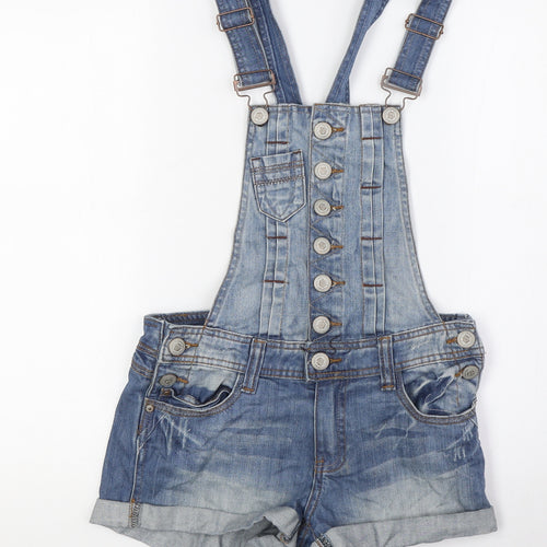 Yesyes Womens Blue 100% Cotton Dungaree One-Piece Size 8 Button