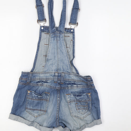 Yesyes Womens Blue 100% Cotton Dungaree One-Piece Size 8 Button