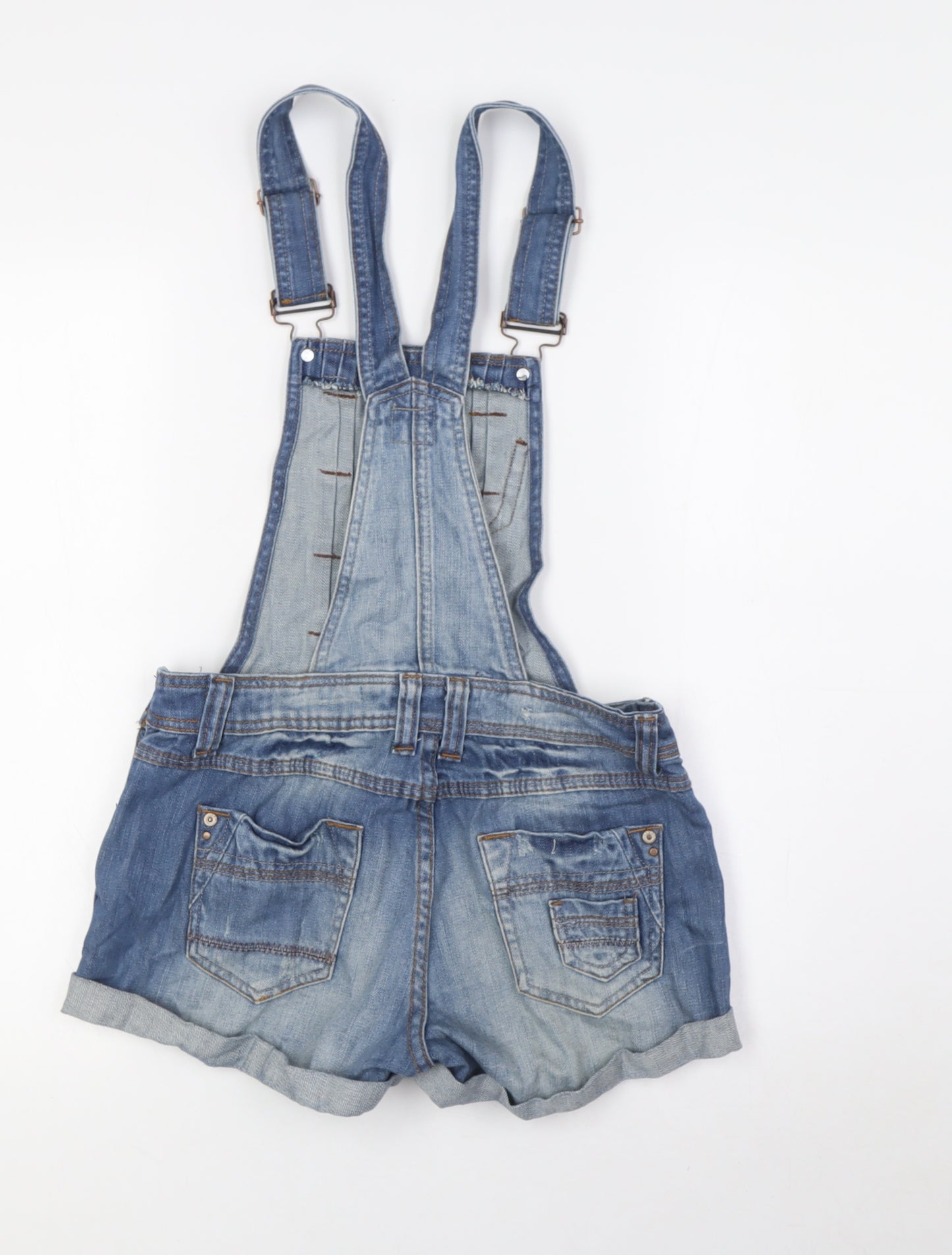 Yesyes Womens Blue 100% Cotton Dungaree One-Piece Size 8 Button