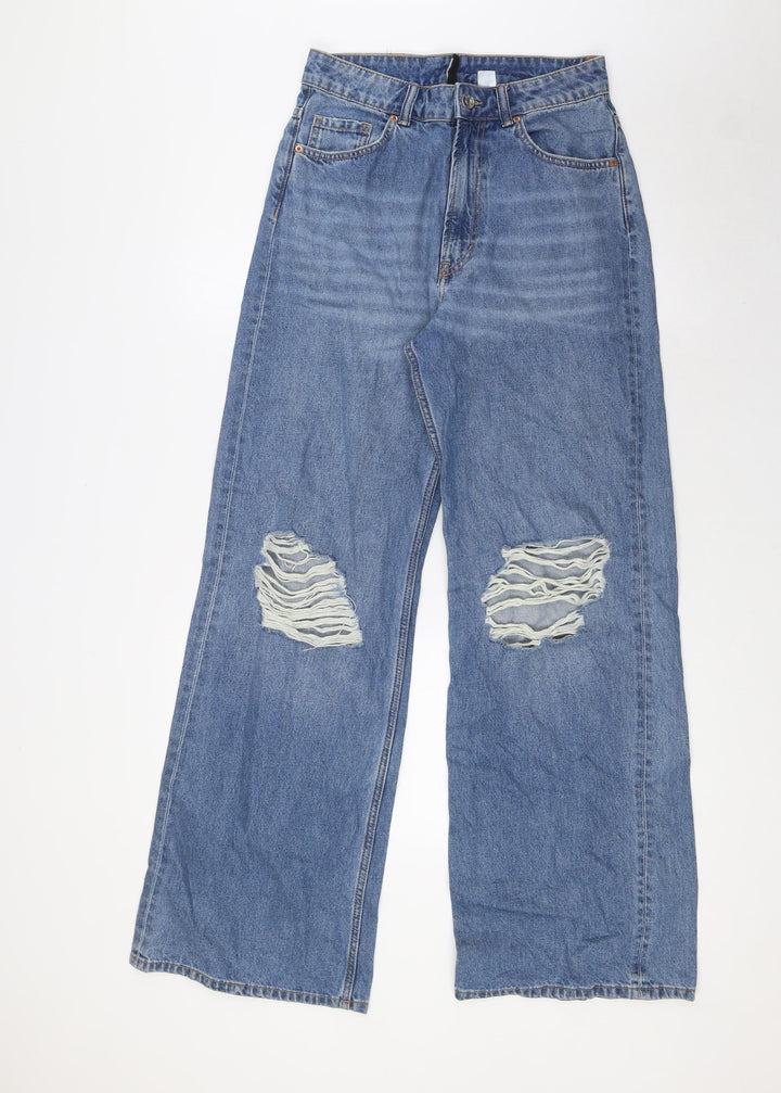 Divided Womens Blue Cotton Bootcut Jeans Size 8 L32 in Regular Zip