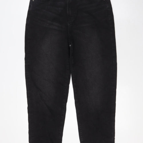 Pep&Co Womens Black Cotton Mom Jeans Size 12 L29 in Regular Zip