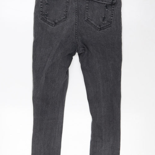 New Look Boys Black Cotton Skinny Jeans Size 14 Years L27 in Slim Zip - Raw Hem