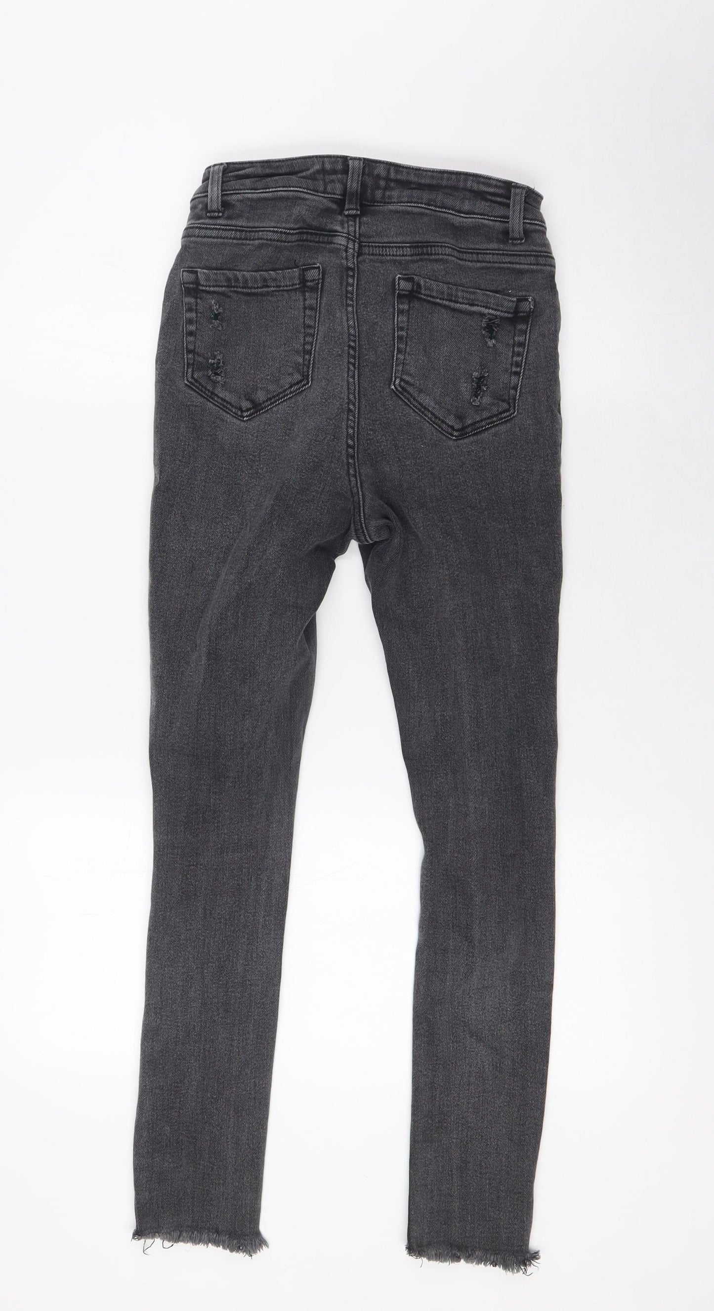 New Look Boys Black Cotton Skinny Jeans Size 14 Years L27 in Slim Zip - Raw Hem