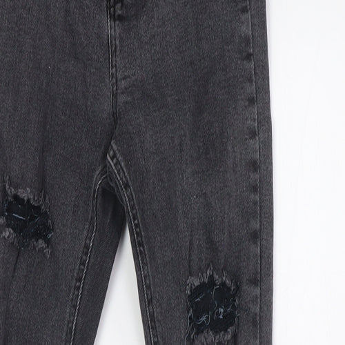 New Look Boys Black Cotton Skinny Jeans Size 14 Years L27 in Slim Zip - Raw Hem