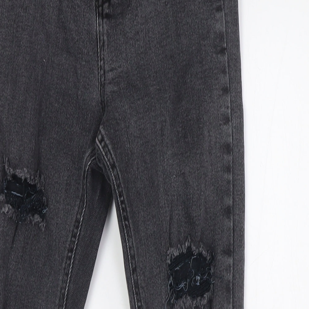 New Look Boys Black Cotton Skinny Jeans Size 14 Years L27 in Slim Zip - Raw Hem