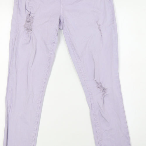 New Look Girls Purple Cotton Skinny Jeans Size 14 Years L30 in Regular Zip