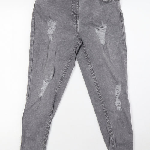 Candy Boys Grey Cotton Skinny Jeans Size 12 Years L25 in Regular Zip - Destressed