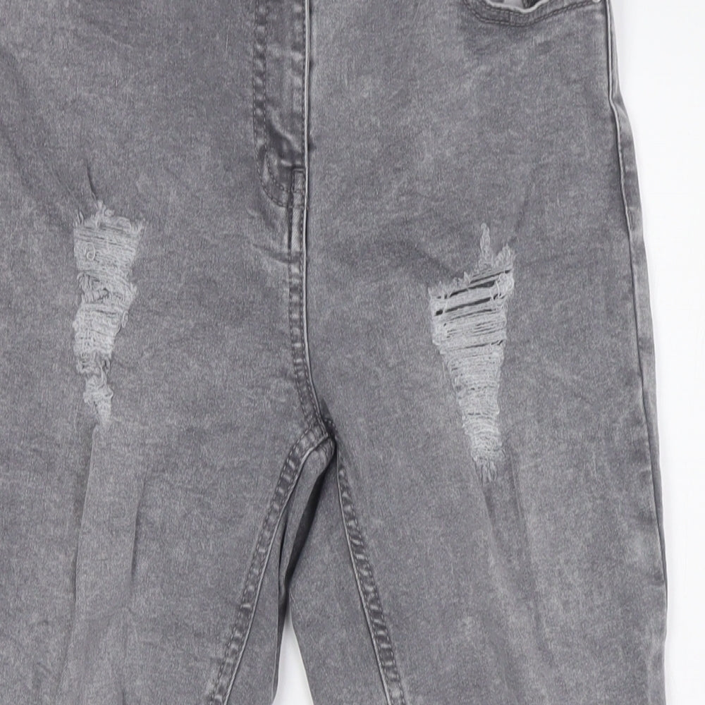 Candy Boys Grey Cotton Skinny Jeans Size 12 Years L25 in Regular Zip - Destressed