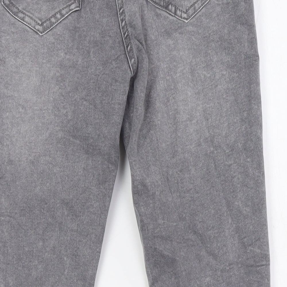Candy Boys Grey Cotton Skinny Jeans Size 12 Years L25 in Regular Zip - Destressed