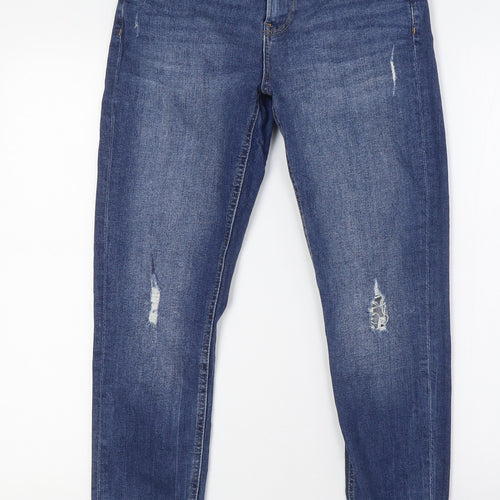 Denim & Co. Womens Blue Cotton Skinny Jeans Size 10 L28 in Regular Zip