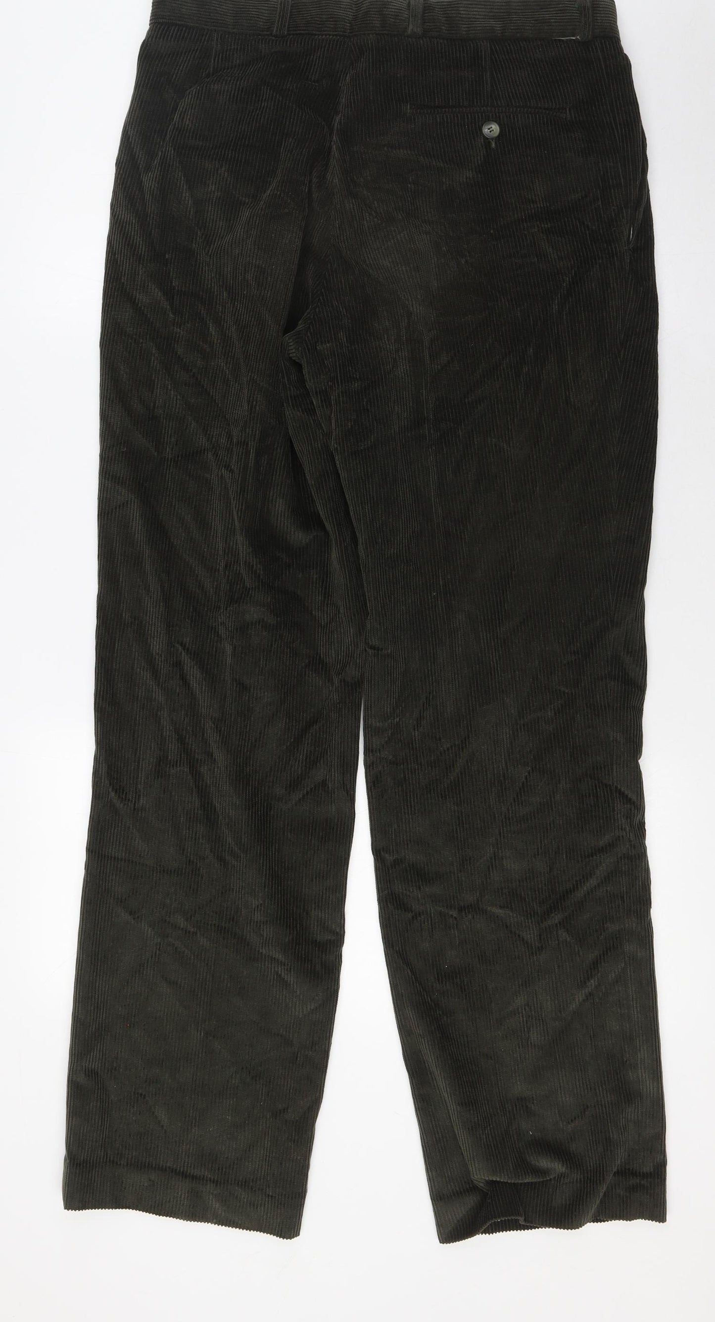 Berkertex Mens Green Cotton Trousers Size 32 in L31 in Regular Tie