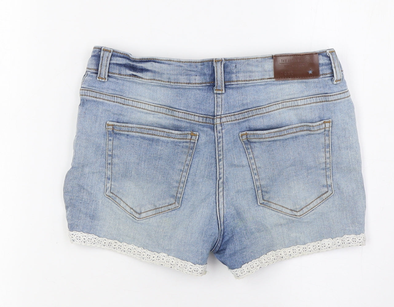 NEXT Girls Blue Cotton Bermuda Shorts Size 11 Years Regular Zip - Embroidery